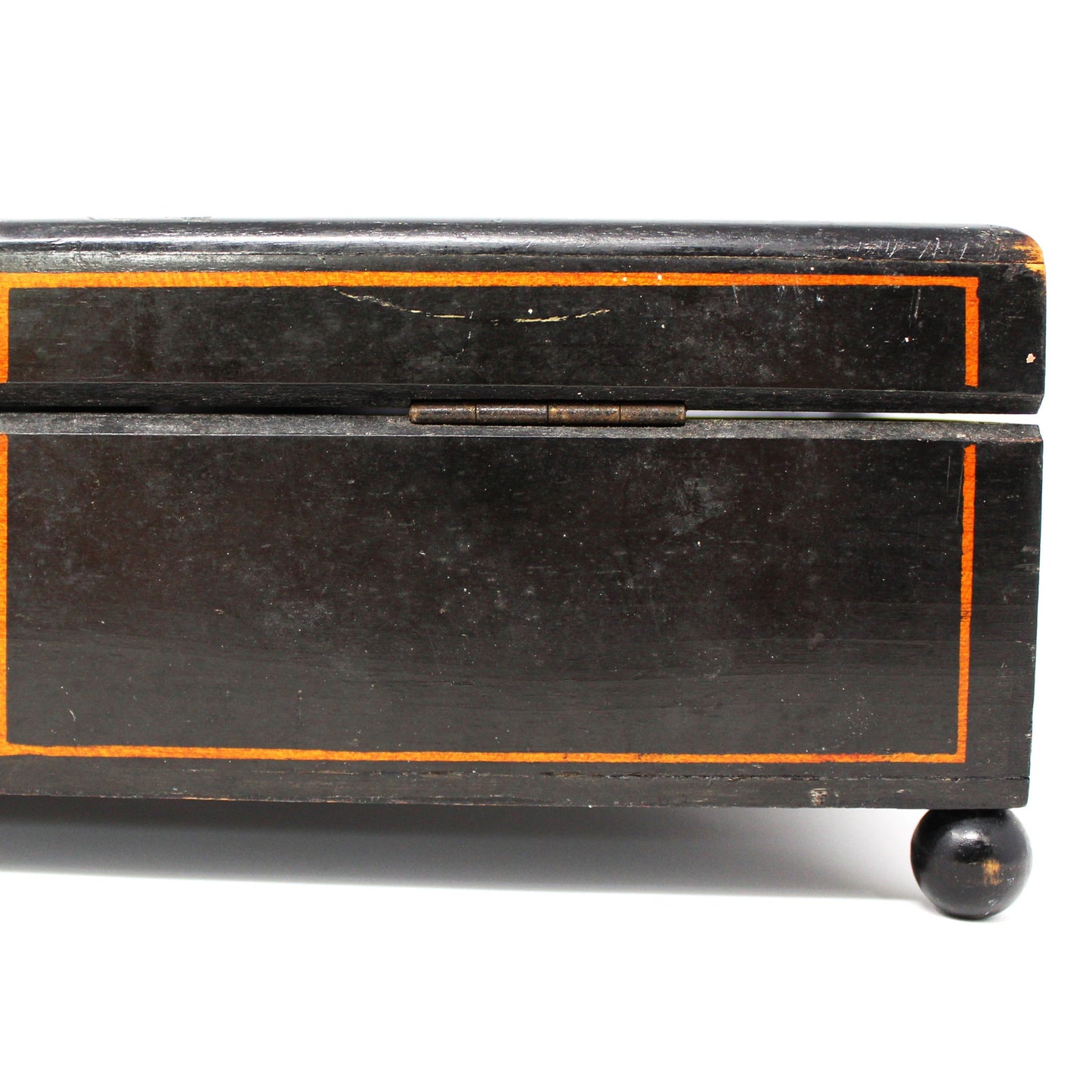 hinged black wood German storage box