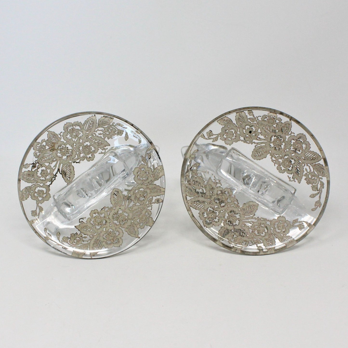 Candle Holders, Silver City / Fostoria, Silver Overlay, Baroque, Set of 2, Vintage