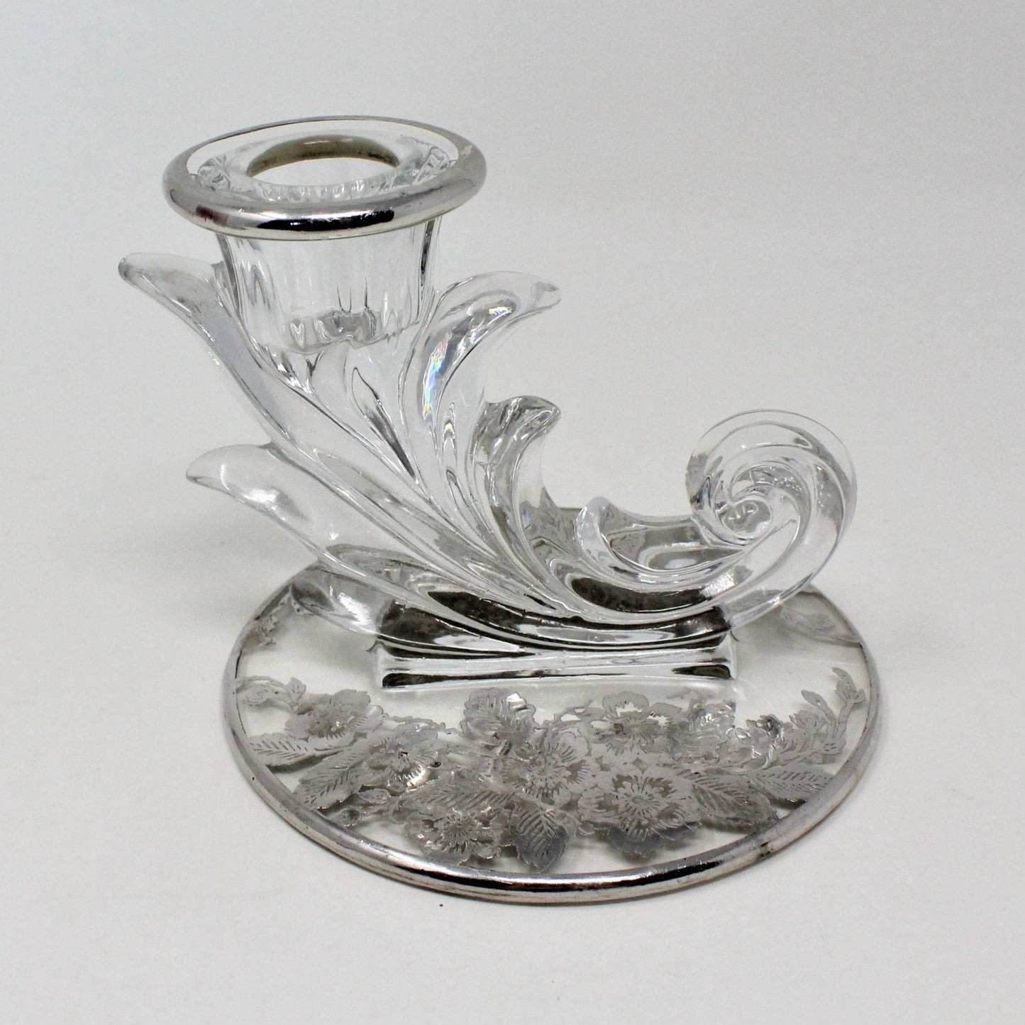 Candle Holders, Silver City / Fostoria, Silver Overlay, Baroque, Set of 2, Vintage