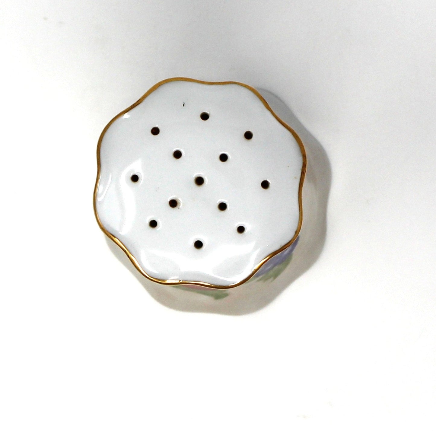 Shaker, Muffineer / Sugar Caster, Hand Painted Fruits on Porcelain, Antique