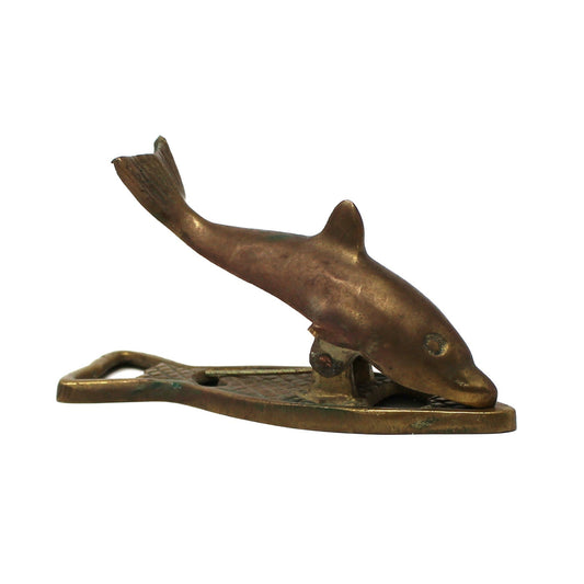 Bottle Opener, Brass Dolphin Bottle Opener / Clip / Memo Holder, Vintage