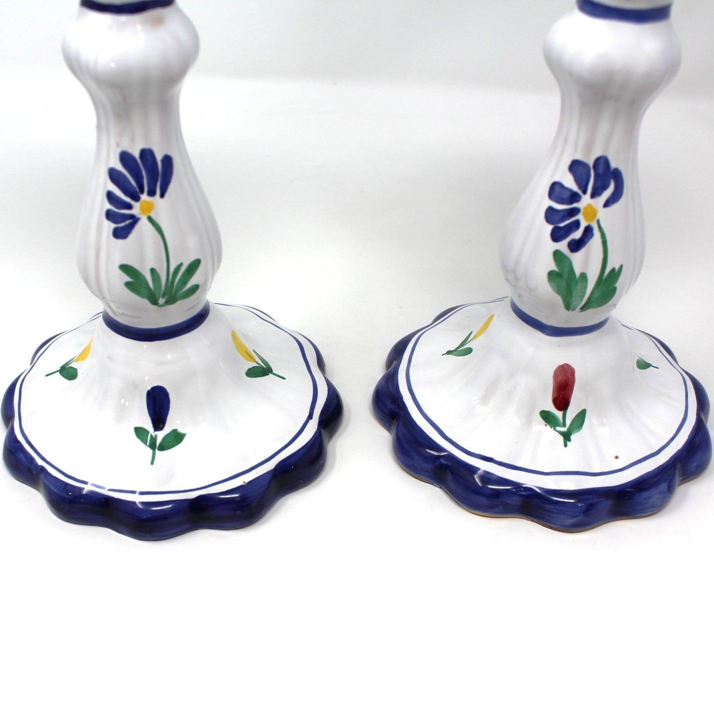 Candle Holders, Shafford Italian Pottery, Avignon, Hand Painted Ceramic, Floral, Set of 2, Vintage