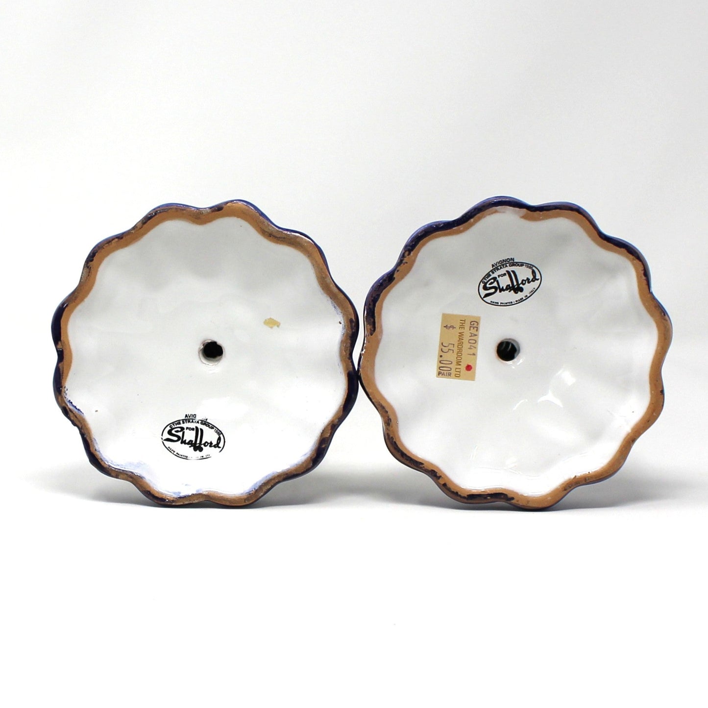 Candle Holders, Shafford Italian Pottery, Avignon, Hand Painted Ceramic, Floral, Set of 2, Vintage