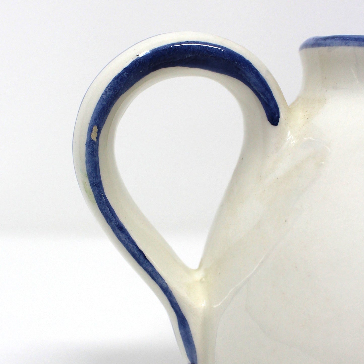 Pitcher, FTD, Italian Pottery, Hand Painted, Blue Floral, Vintage Italy