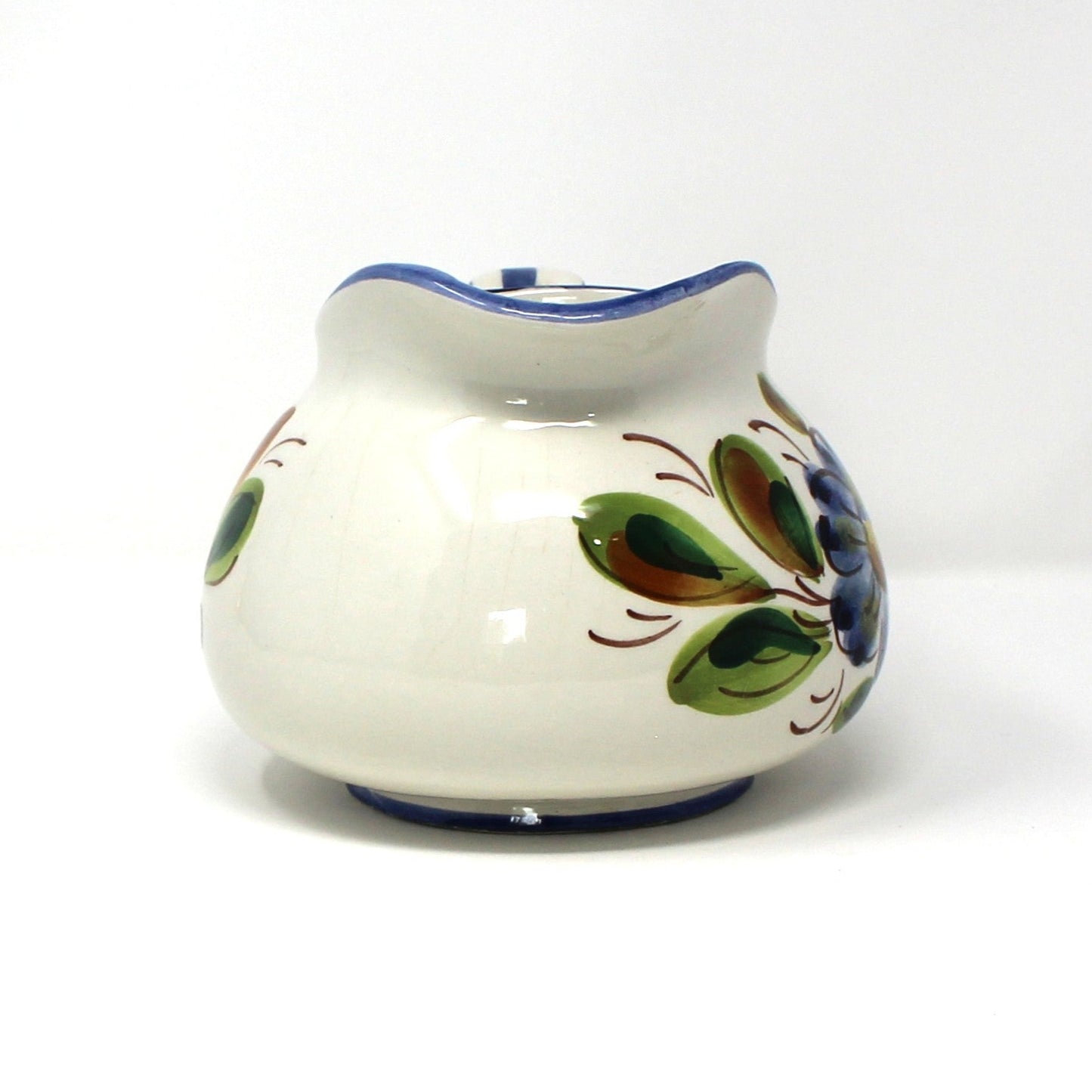 Pitcher, FTD, Italian Pottery, Hand Painted, Blue Floral, Vintage Italy