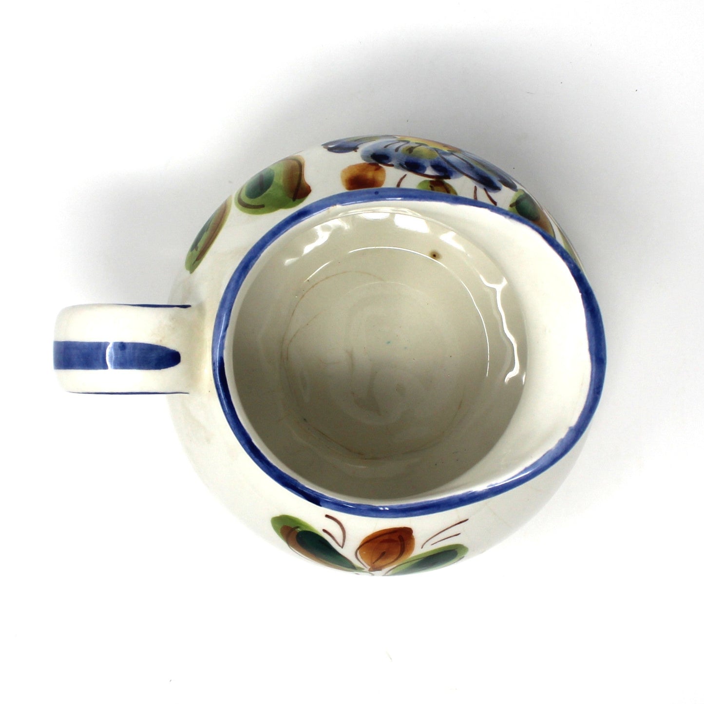Pitcher, FTD, Italian Pottery, Hand Painted, Blue Floral, Vintage Italy