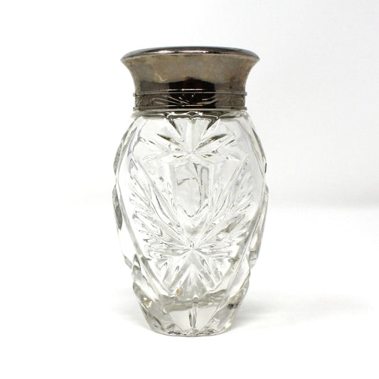 Perfume Bottle Cut Glass with Silver Top
