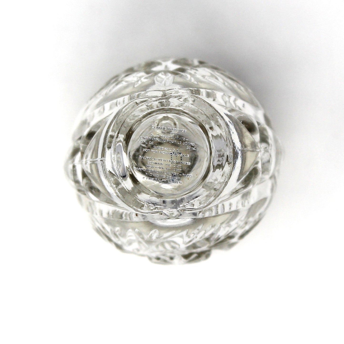 detail on bottom of glass cut bottle