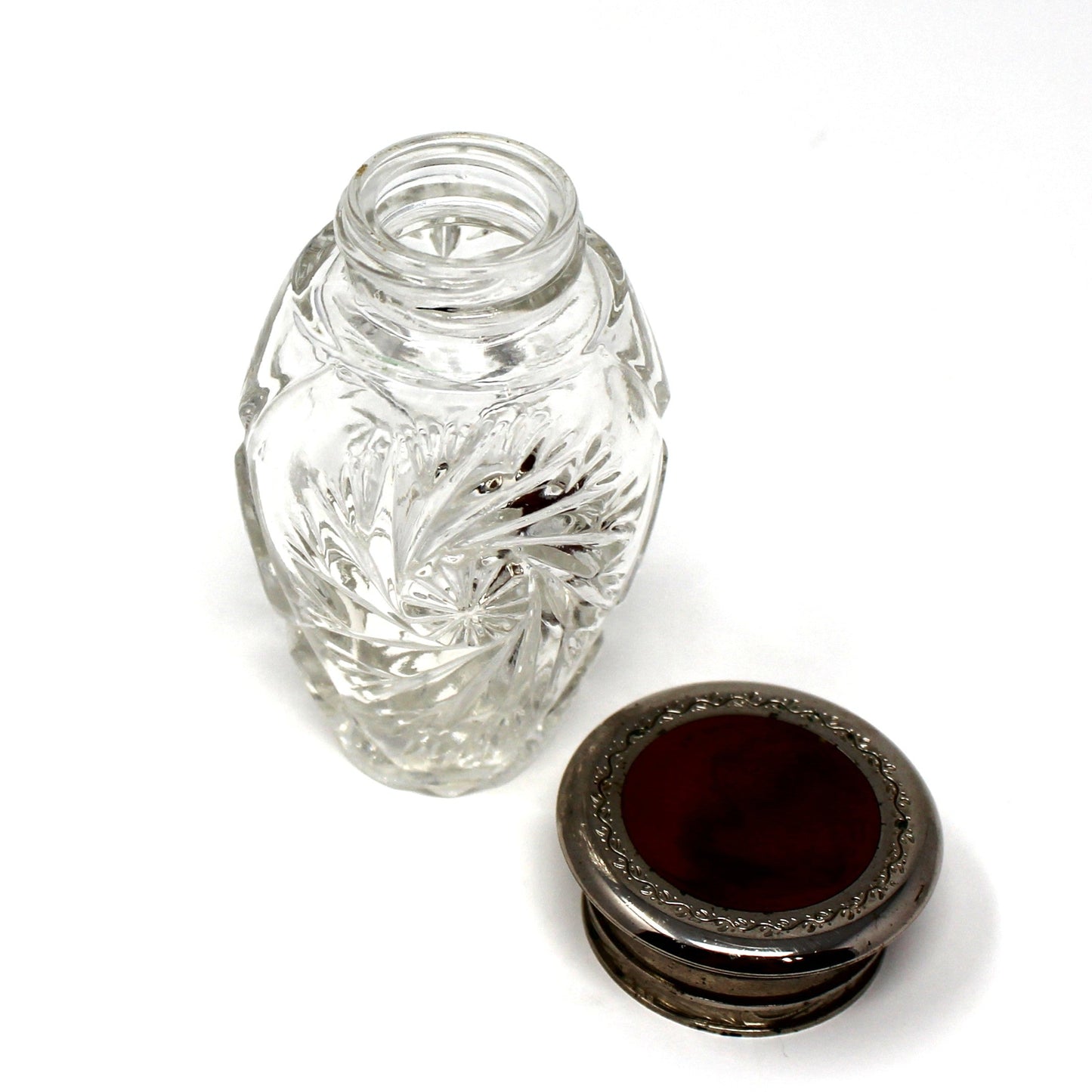 glass bottle with wood look lid