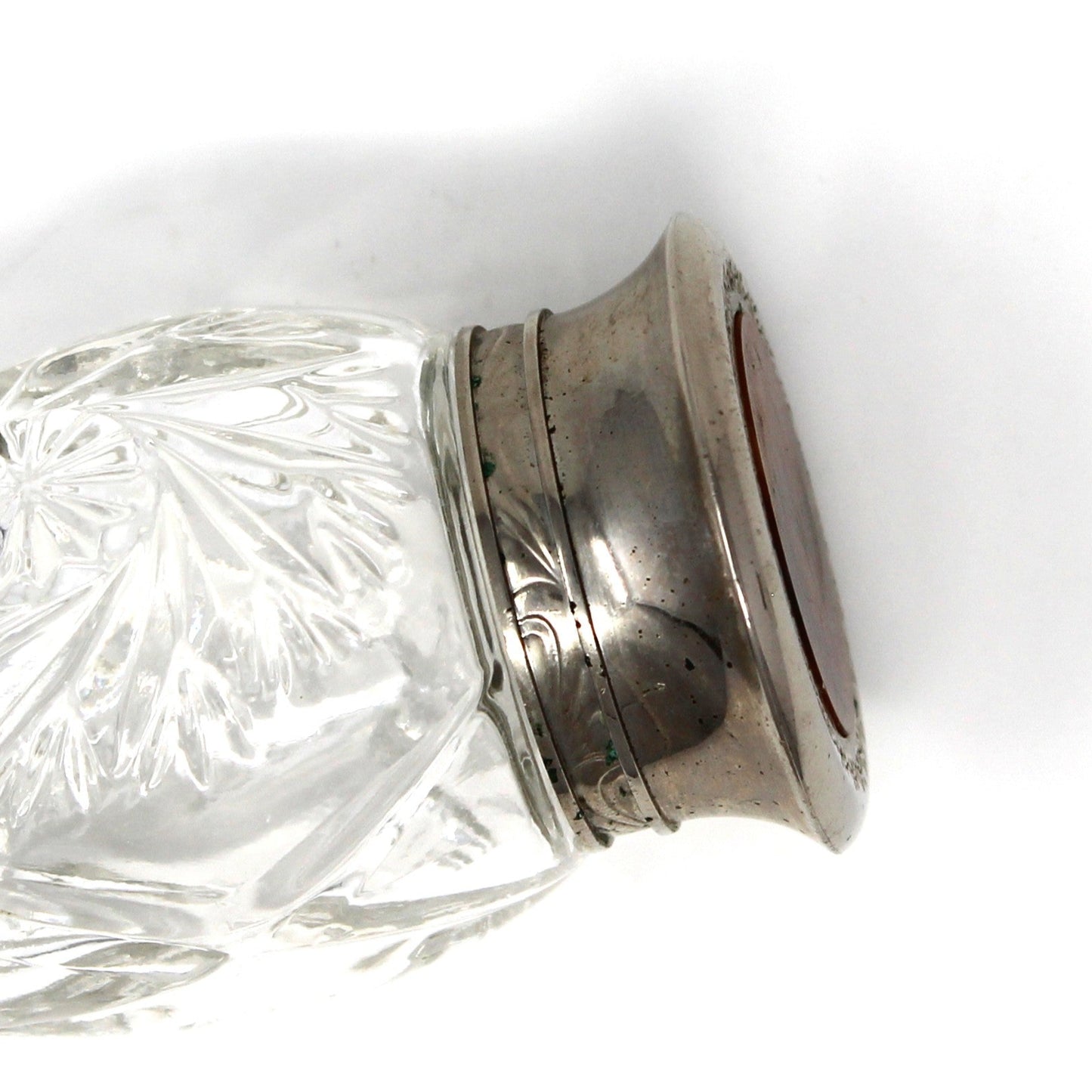 Perfumed Body Lotion Bottle, Ralph Lauren, Cut Glass, Silver Lid, Climate Response, Vintage Collectible