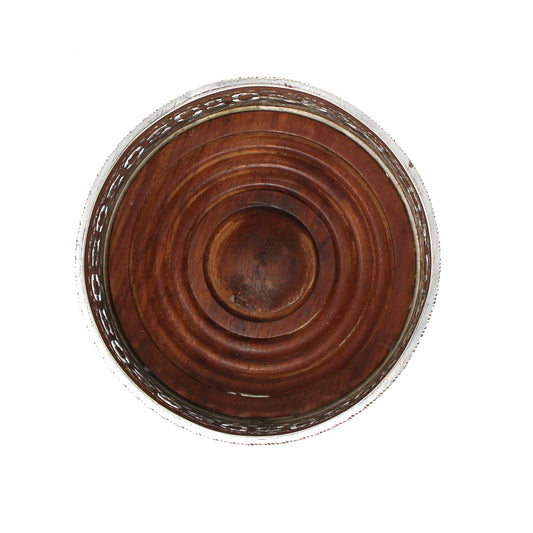 Bottle Coaster, Jordan Sheffield Collection, Silverplate & Wood, England, Vintage