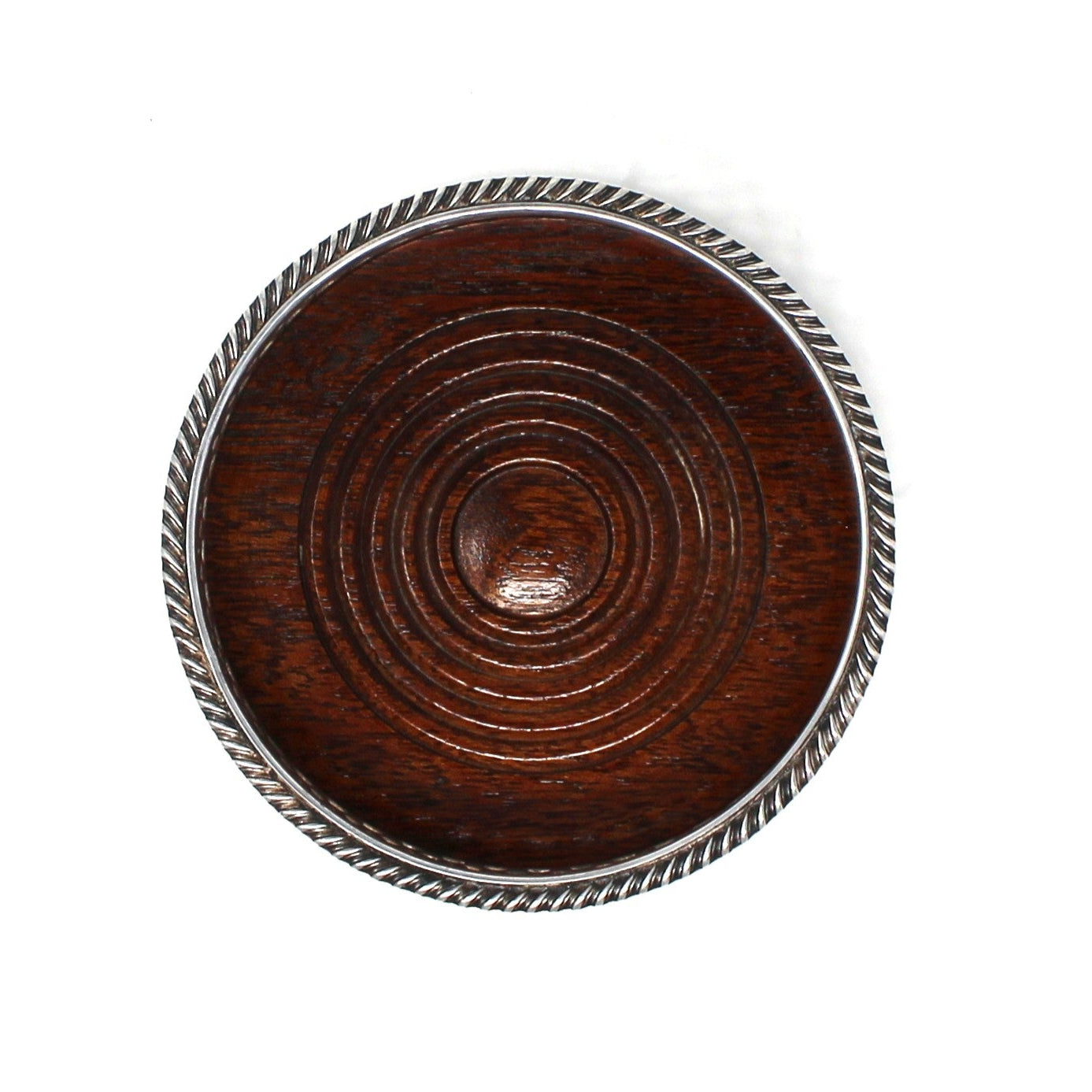 Bottle Coaster, Gainsborough, Silverplate & Wood, England, Vintage