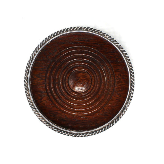 Bottle Coaster, Gainsborough, Silverplate & Wood, England, Vintage