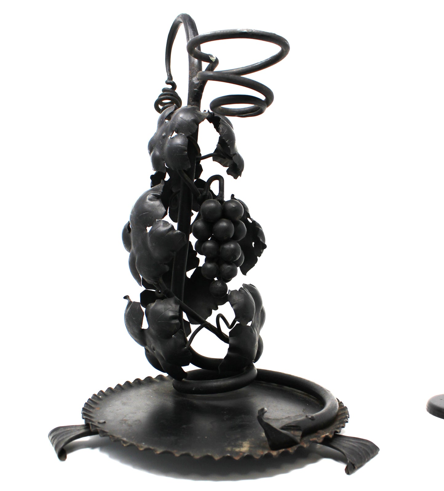 Decanter / Aerator /Wine Dispenser, Etched Glass, Wrought Iron Stand, Vintage Italy