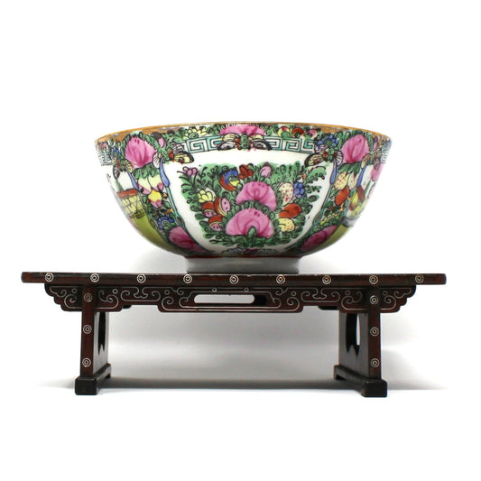 Oriental Decorative Bowl, Rose Medallion Vintage Chinoiserie