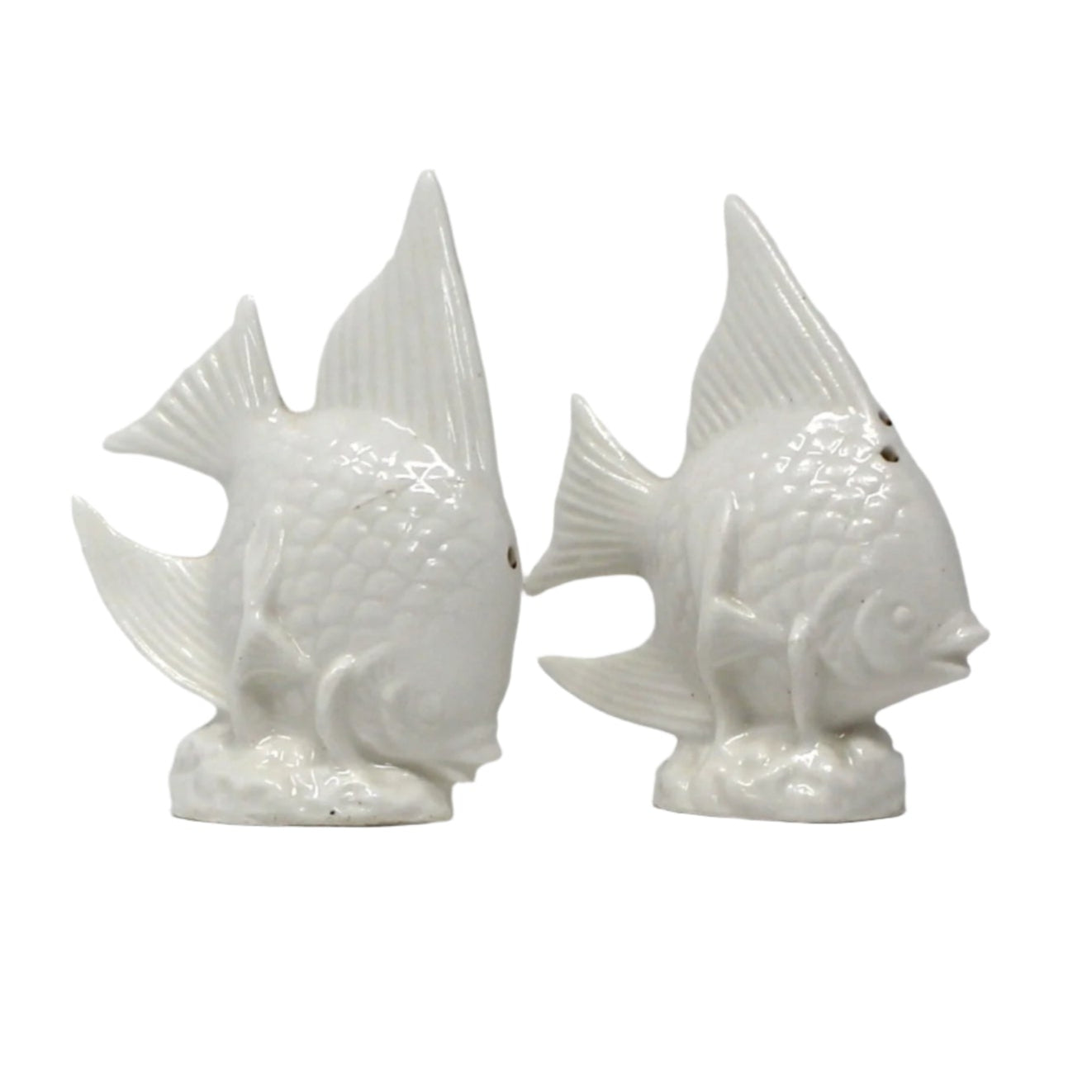Salt and Pepper Shakers, Angel Fish Shaped Bone China, Elegant Coastal Tableware, Maritime Living, Vintage