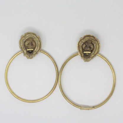 Towel Holder Rings, Brass Lion Head, Set of 2, Vintage, SOLD