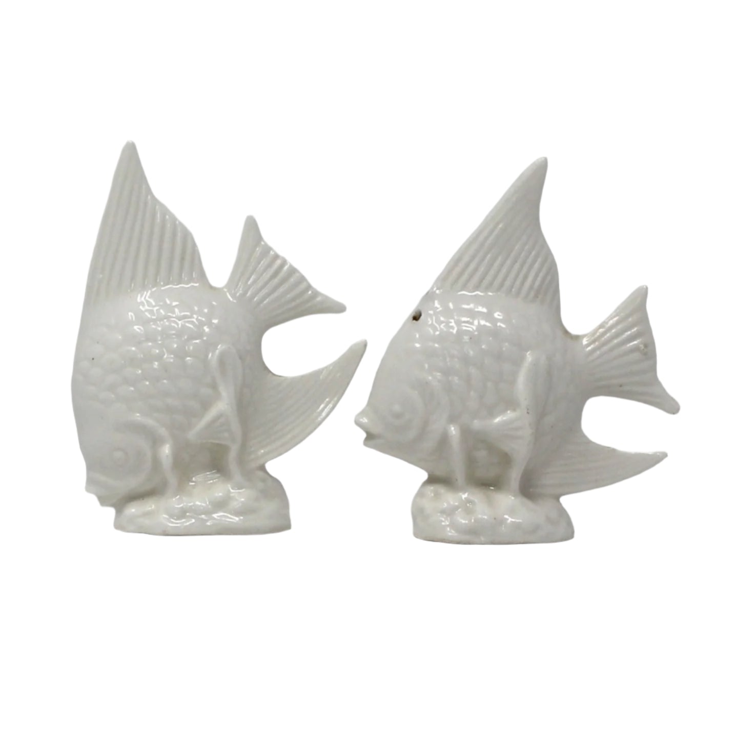 Salt and Pepper Shakers, Angel Fish Shaped Bone China, Elegant Coastal Tableware, Maritime Living, Vintage
