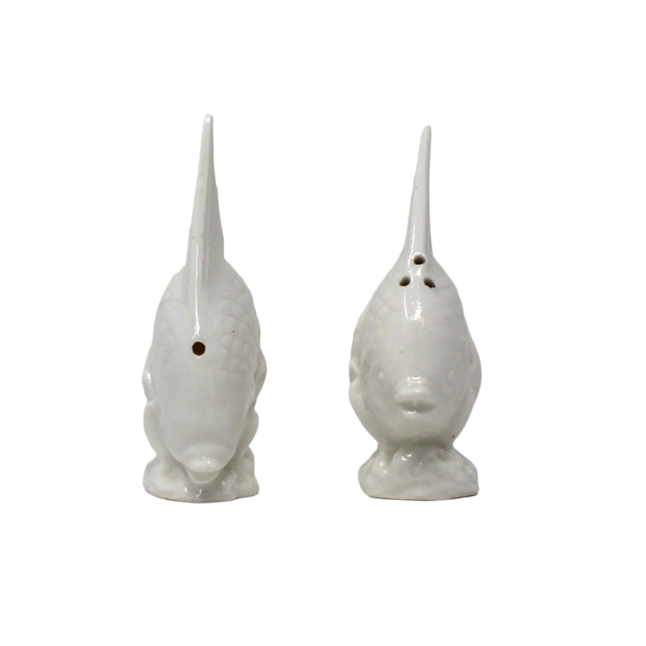 Salt and Pepper Shakers, Angel Fish Shaped Bone China, Elegant Coastal Tableware, Maritime Living, Vintage