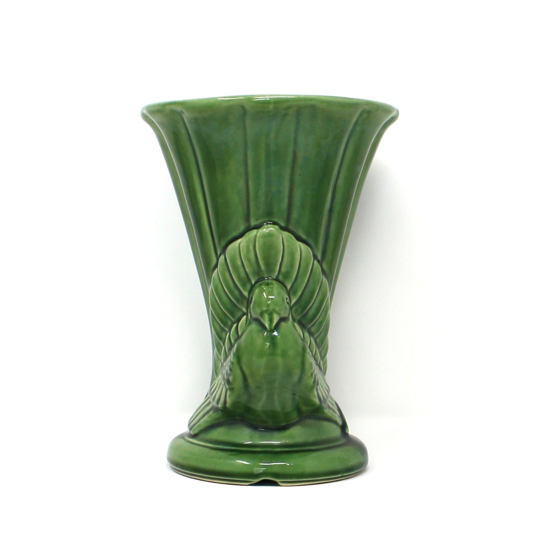 green Shawnee turtle dove vase
