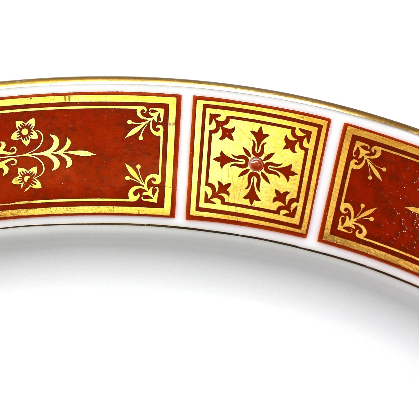 Serving Platter, Sango, Cumberland Pattern, Gold & Rust Red Panels, Vintage Japan 12"