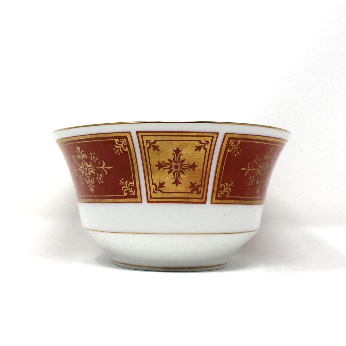 Serving Bowl, Sango, Cumberland Pattern, Oval, Gold & Rust Red Panels, Vintage Japan