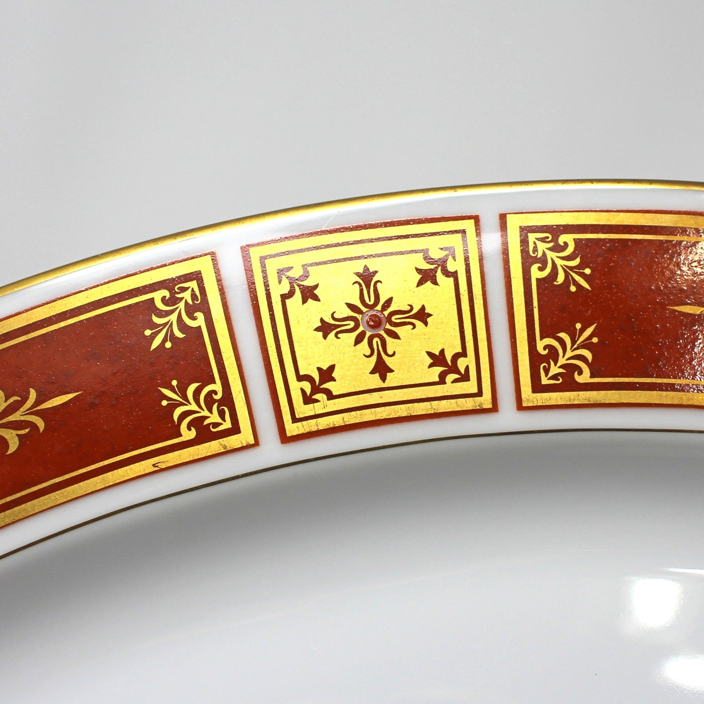 Serving Platter, Sango, Cumberland Pattern, Gold & Rust Red Panels, Vintage Japan 16"