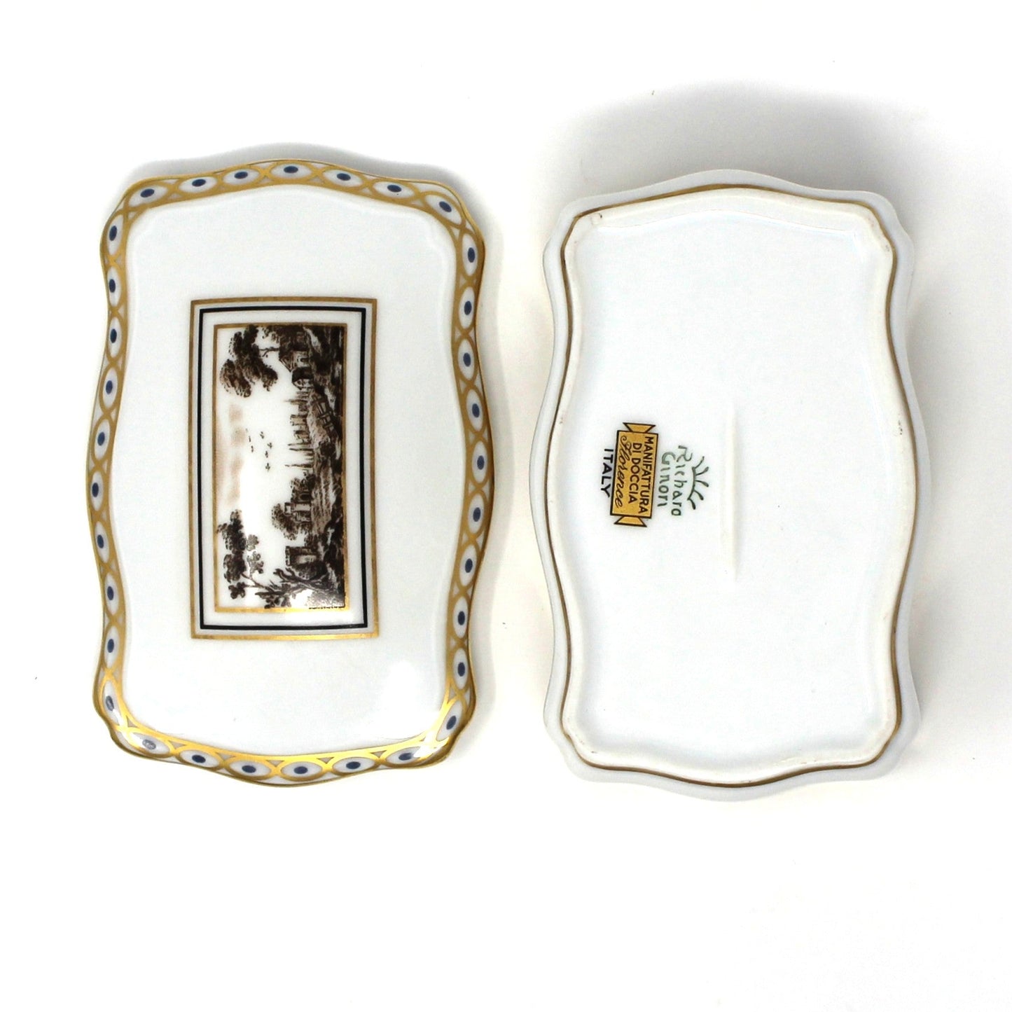 Trinket Box, Richard Ginori, Fiesole Pattern, Italian Scene, Covered Box, Porcelain, Vintage Italy