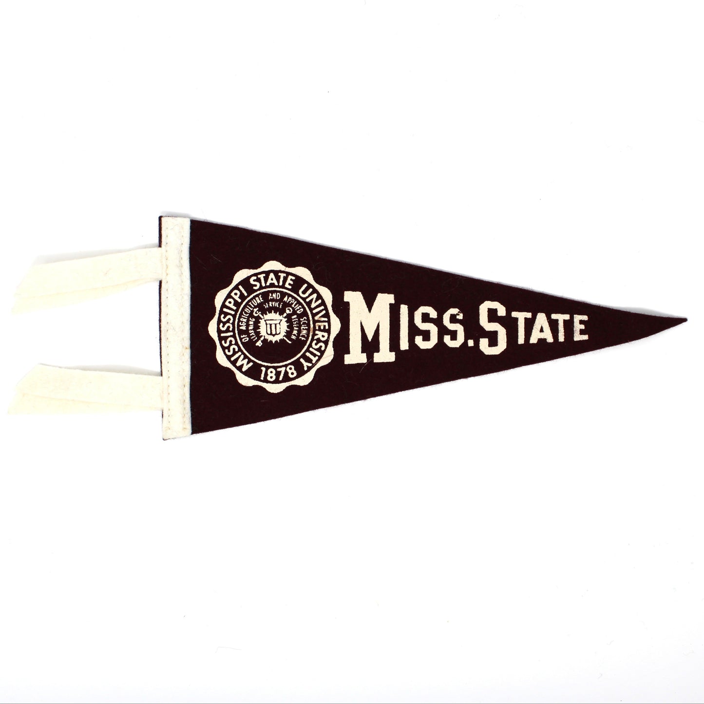 Pennant, School Pennant, Mississippi State University Collectible, Wool Felt, Vintage 8.75"