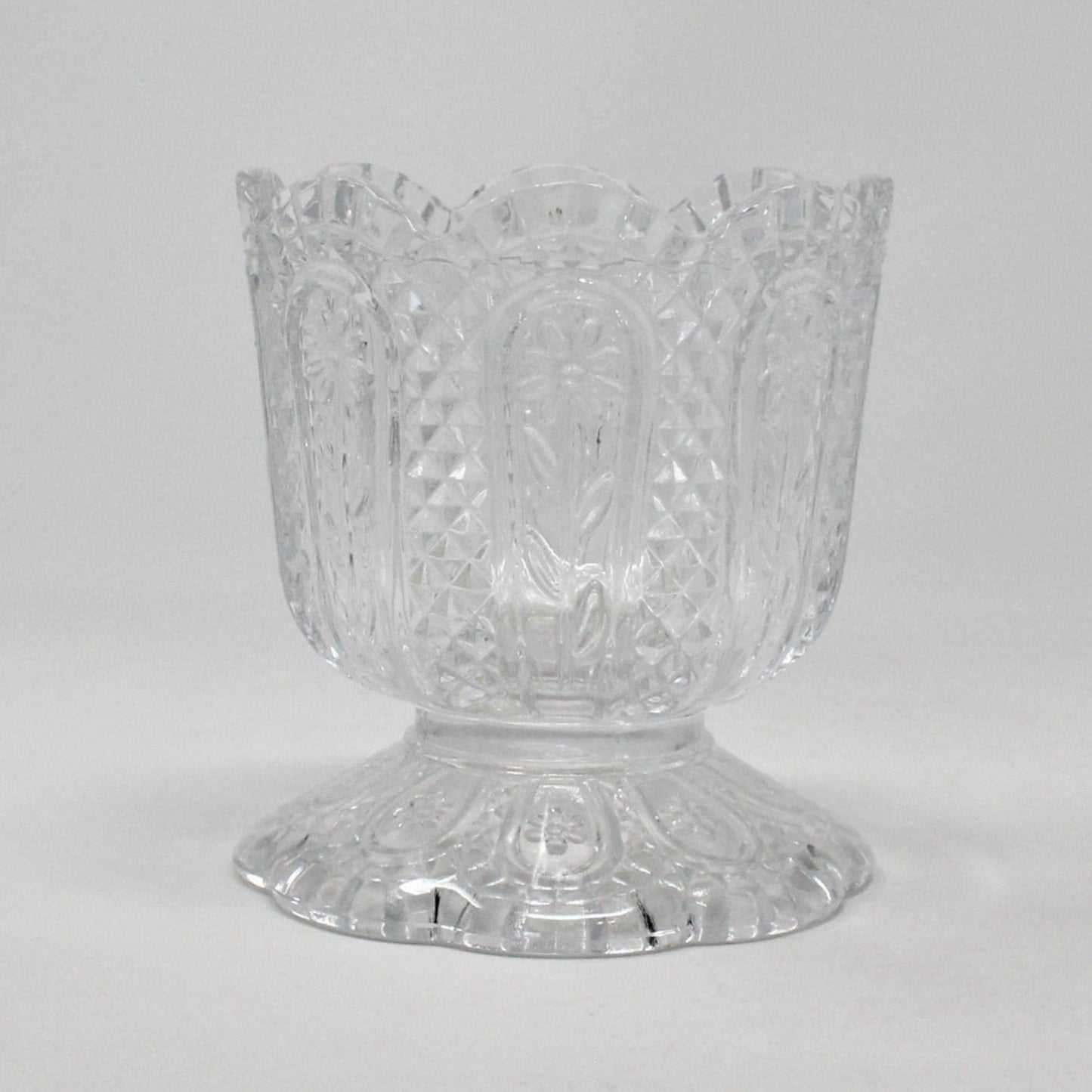 Candle Holder, Avon, Pressed Glass, Daisy and Diamond, Fostoria Pattern, Vintage