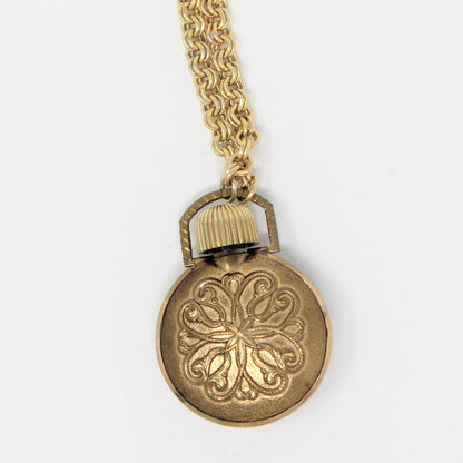 Pendant, Avon, Pocket Watch Style Perfume Bottle Necklace, Vintage