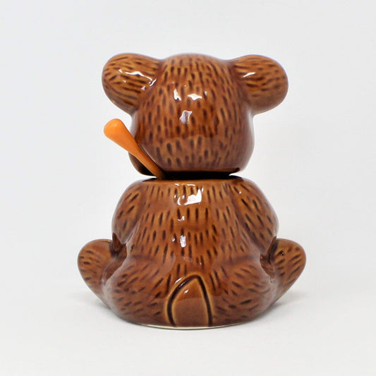 Dispenser, Honey Bear Jar / Pot, with Honey Dipper, Ceramic, Vintage