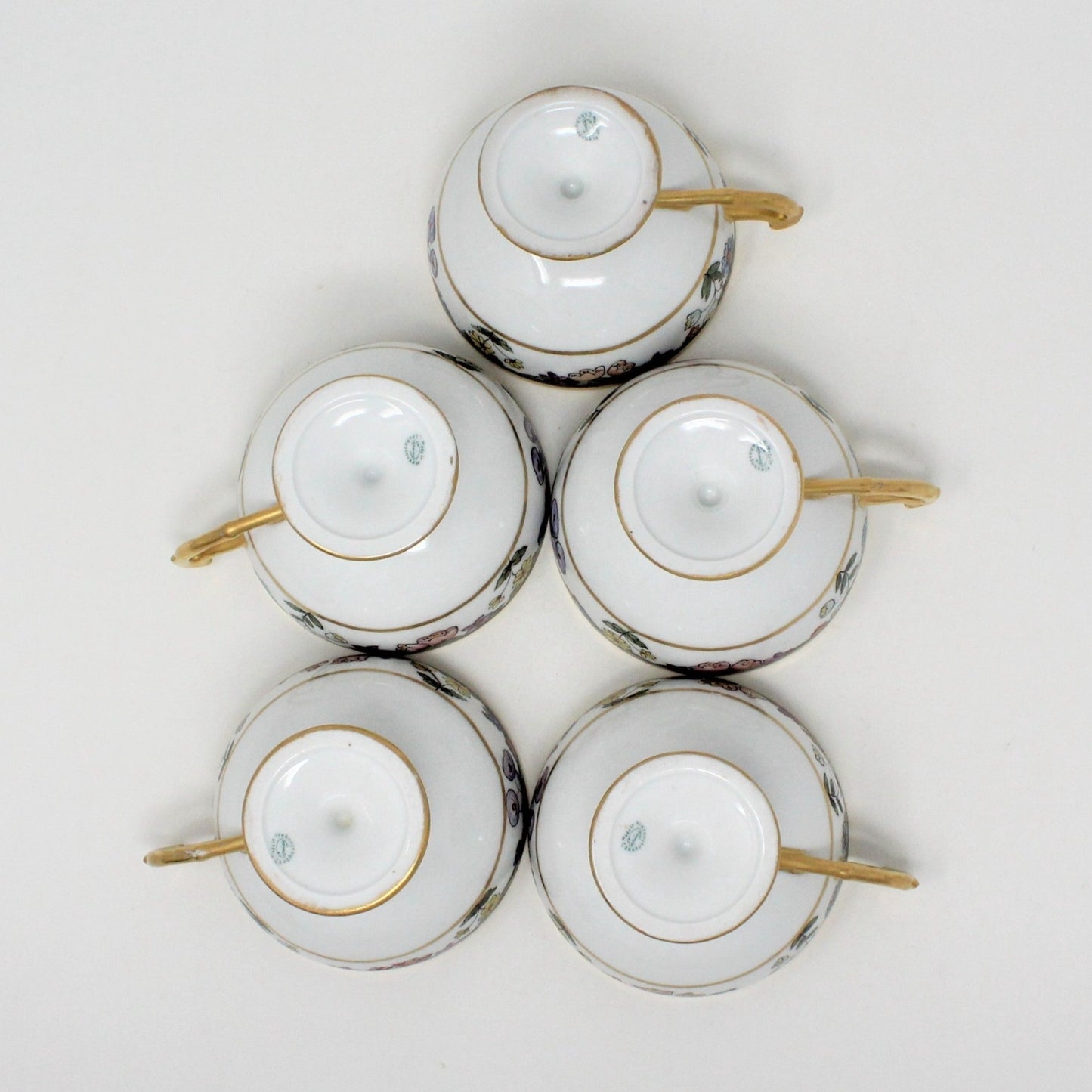 Teacup, EPIAG, Hand Painted Florals, Set of 5, Czechoslovakia, Antique