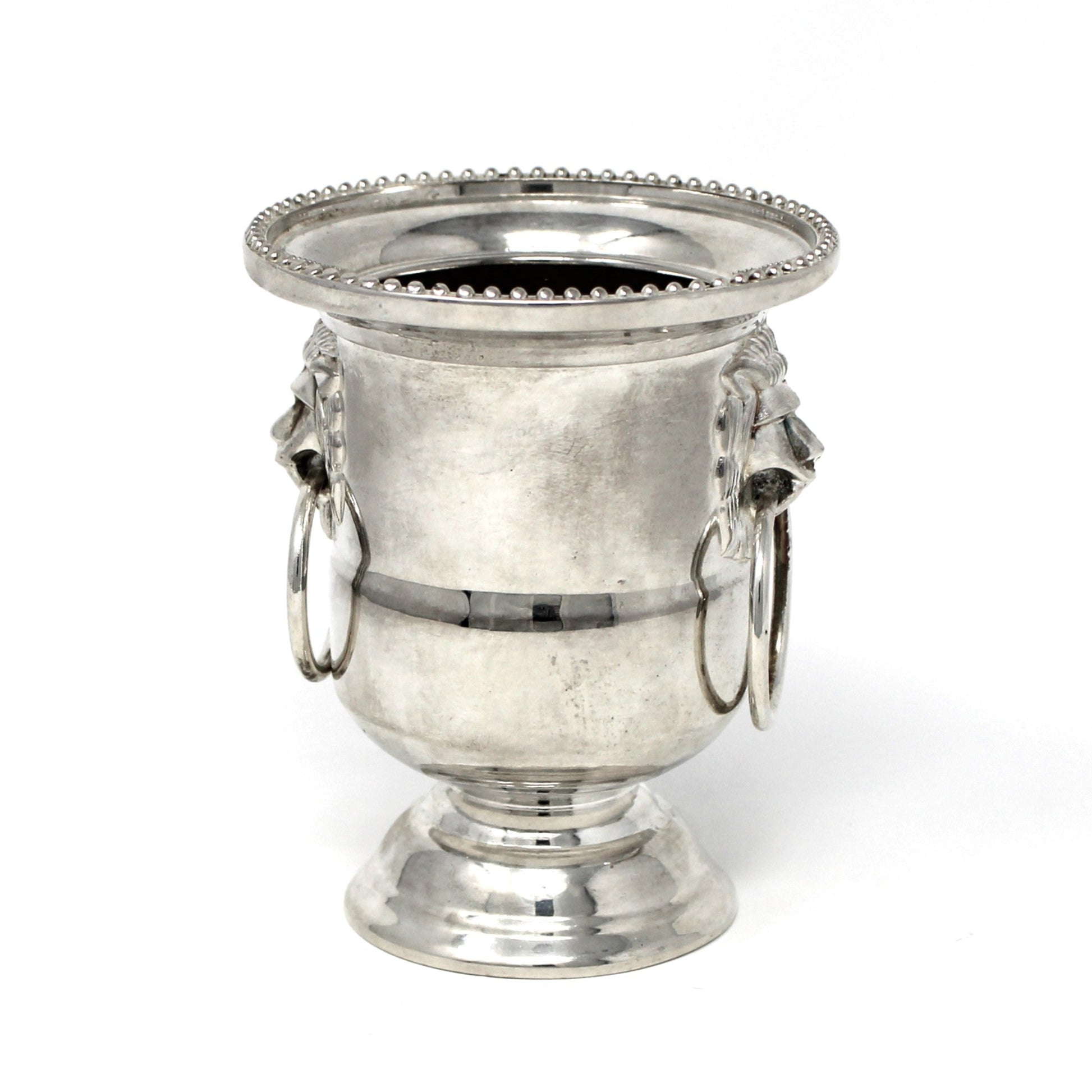 Silver urn-shaped vase on a white background