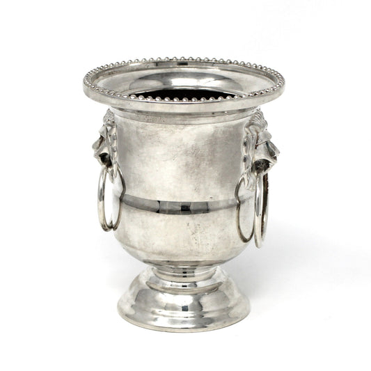Silver urn-shaped vase on a white background