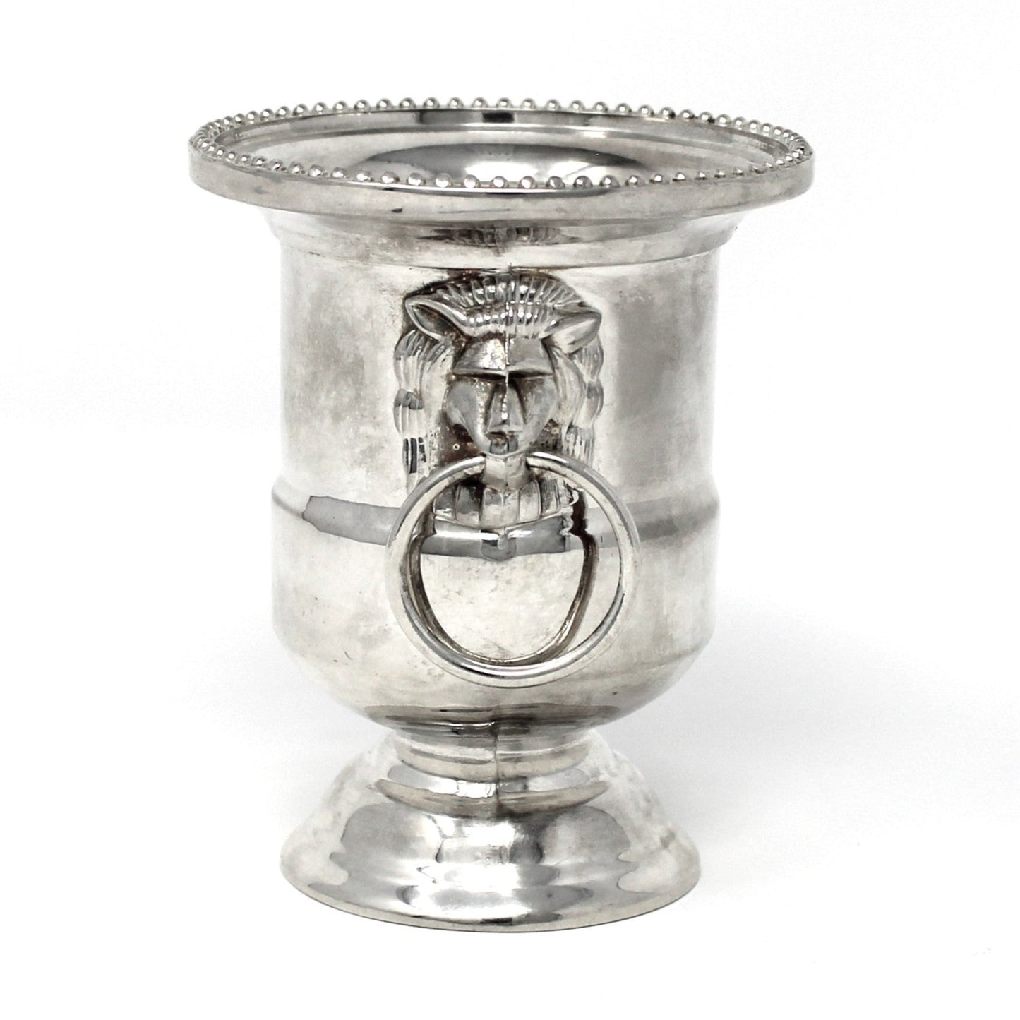 Vintage Toothpick Holder, Silverplated Miniature Urn with Lion Head Handles, Pedestal Champagne Bucket Style, Matches Holder, Cotton Swabs Holder, Cocktail Picks Holder, Elegant Home Decor