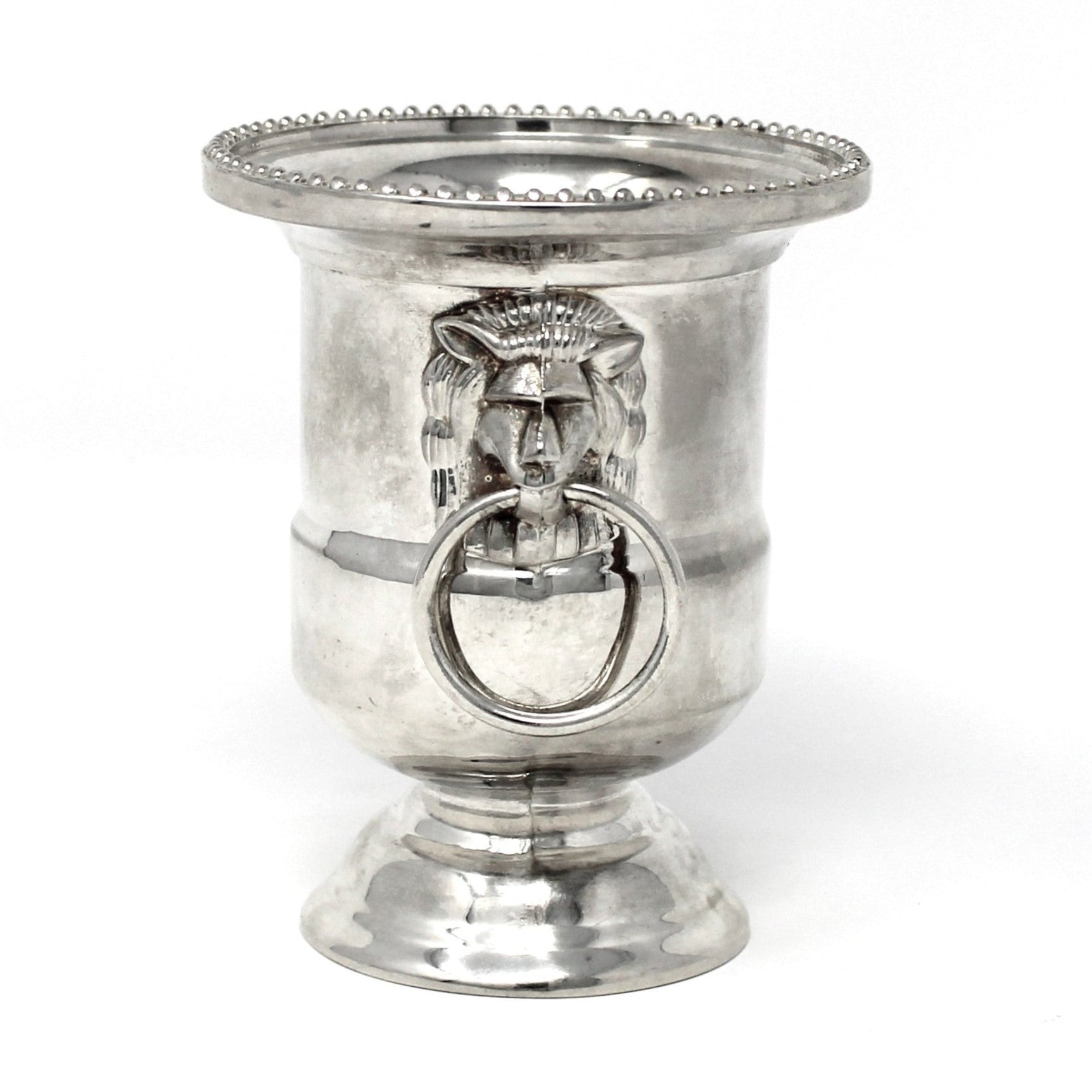 Vintage Toothpick Holder, Silverplated Miniature Urn with Lion Head Handles, Pedestal Champagne Bucket Style, Matches Holder, Cotton Swabs Holder, Cocktail Picks Holder, Elegant Home Decor