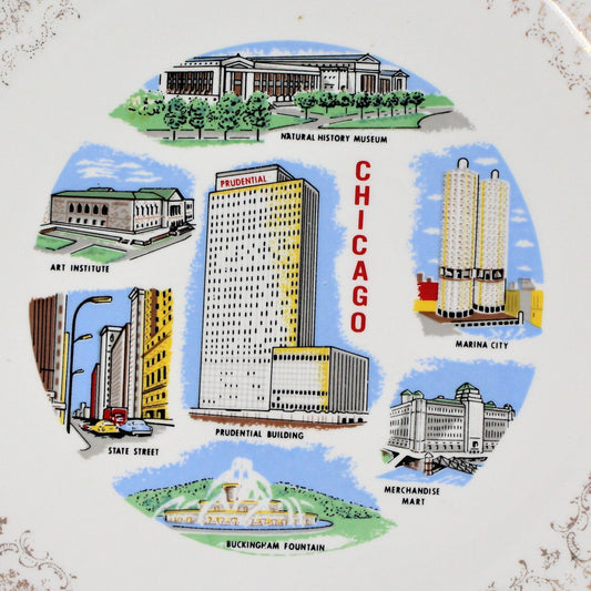 Decorative Plate, Souvenir Collectors Plate, City of Chicago, Vintage 1960's, SOLD