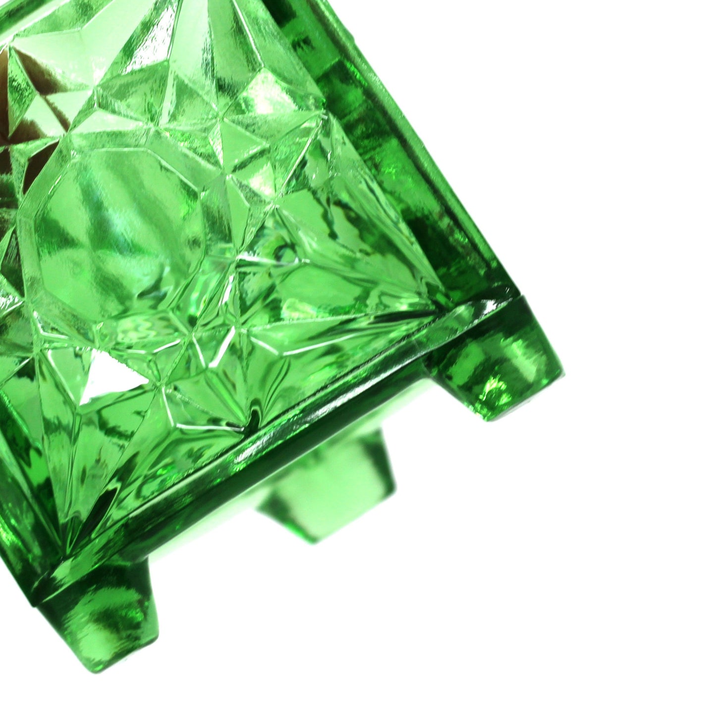Footed detail on vintage glass toothpick holder by LG Wright
