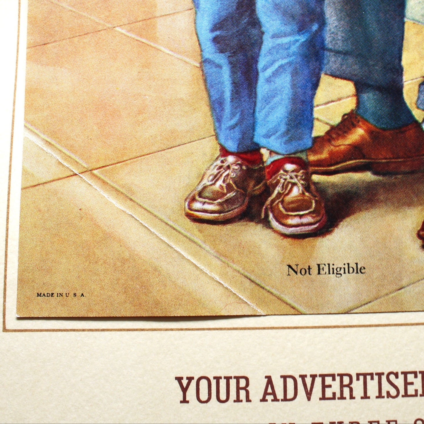 Sample salesman calendar, vintage print Made in USA titled: Not Eligible