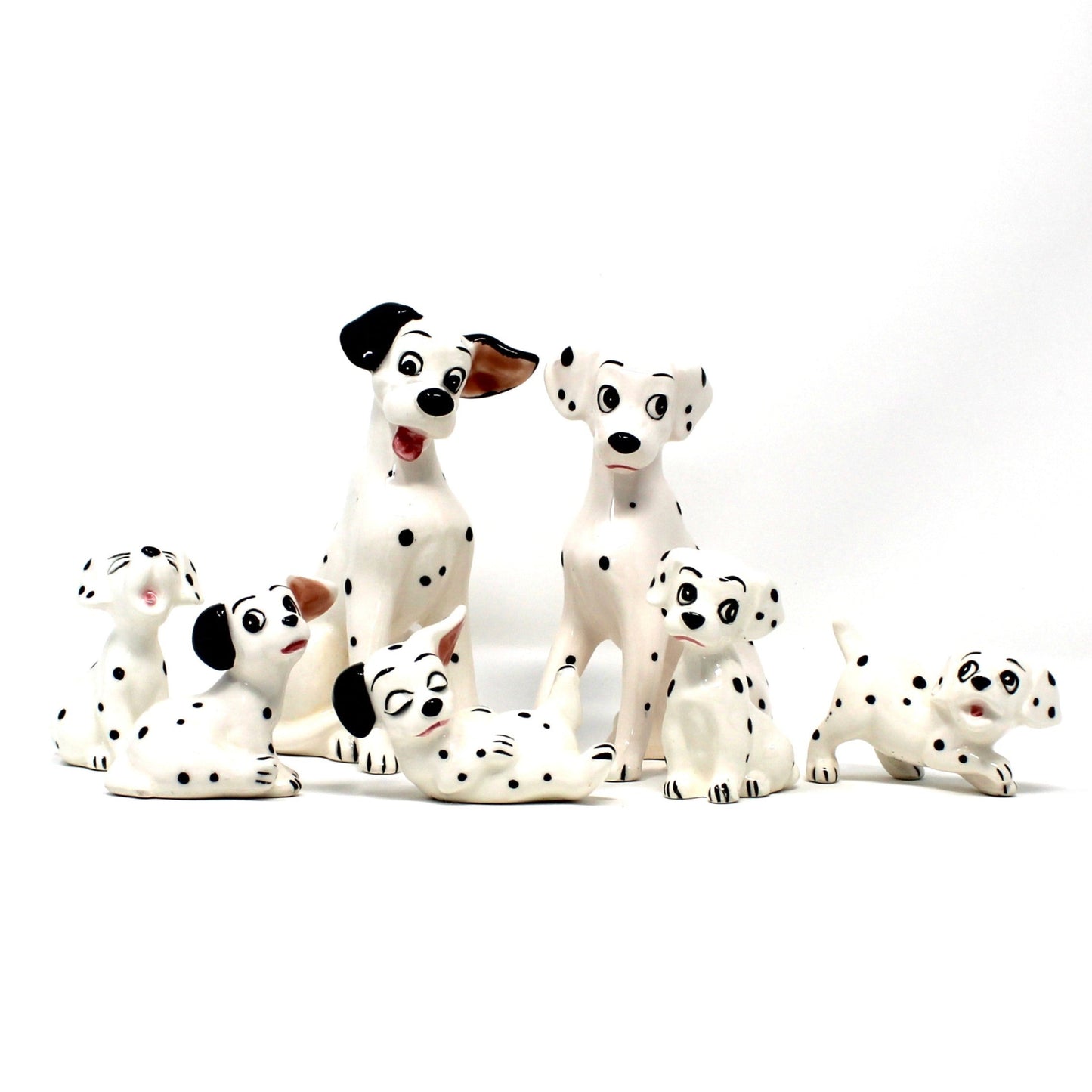 Vintage Disney Figurines, 101 Dalmatians, set of 7 dogs. Hand Painted Japan porcelain.