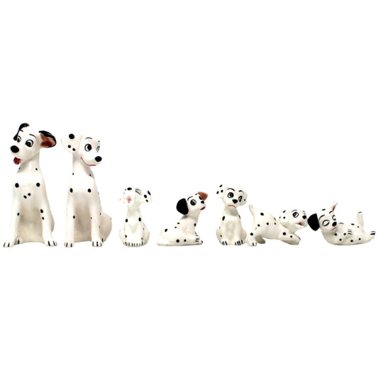 Set of 7 Vintage Disney 101 Dalmatians dog figurines.