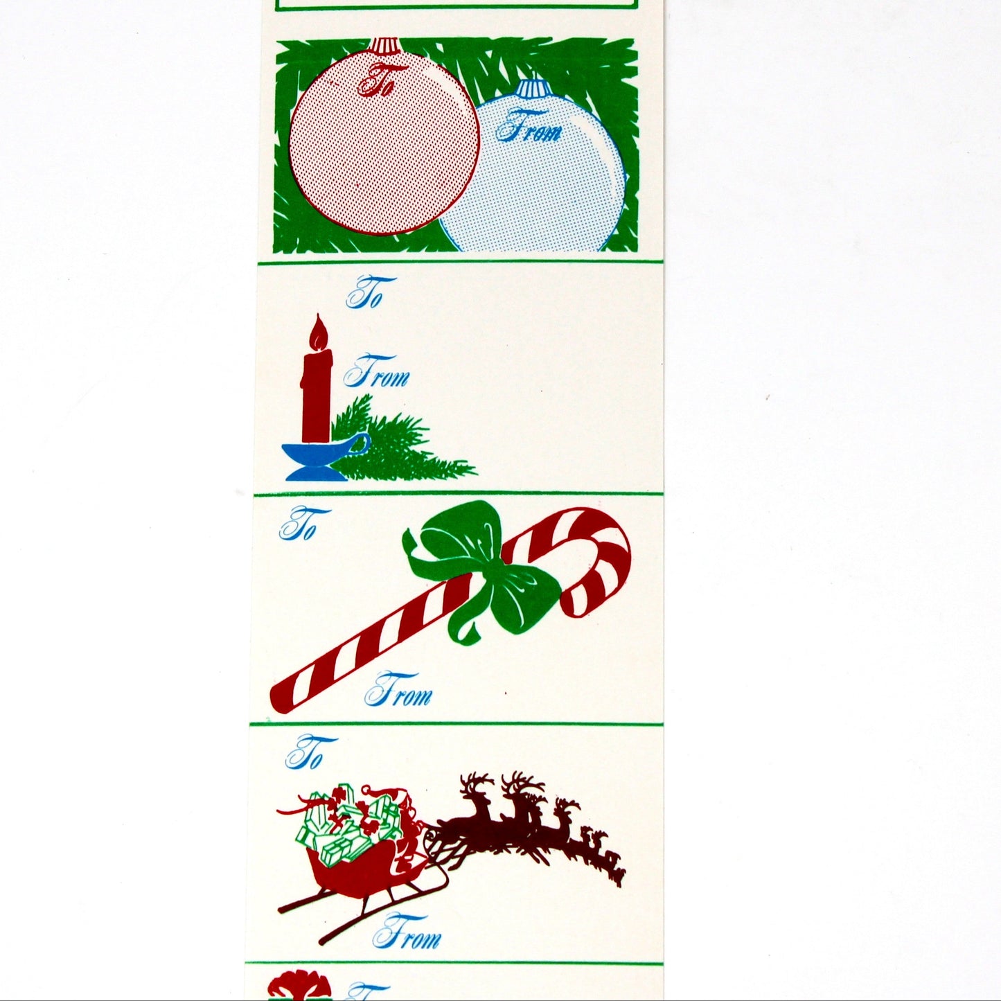 Set of Christmas-themed cards with various designs on a white background