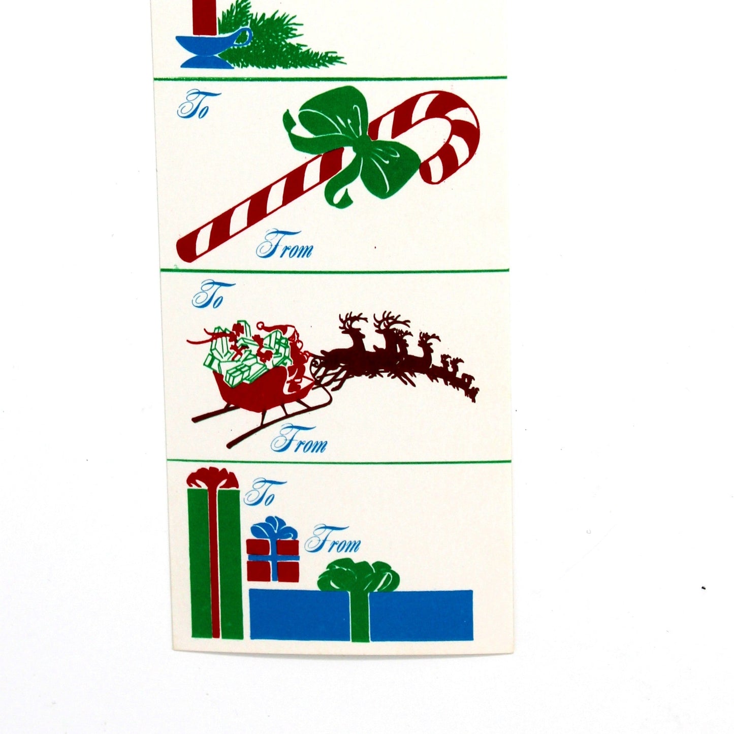 Set of Christmas-themed address labels with various festive graphics on a white background.