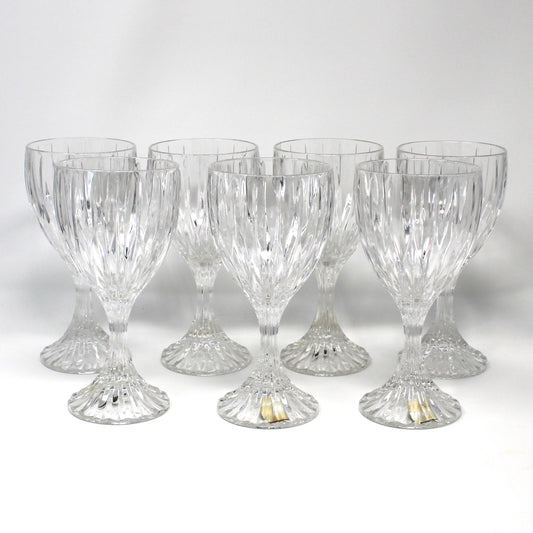 Set of seven German crystal water goblets by Mikasa, Park Lane pattern.