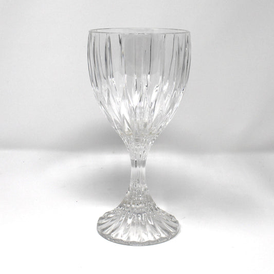 Clear German crystal water goblet by Mikasa in the Park Lane pattern.  Set of 7 stemware glasses.
