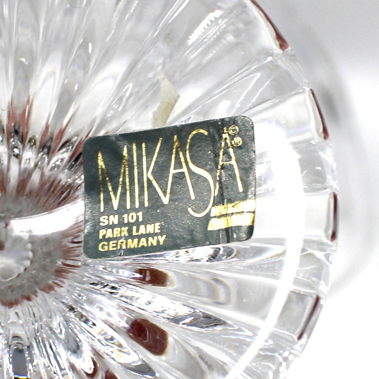 Mikasa brand label for Park Lane pattern, made in Germany. SN101
