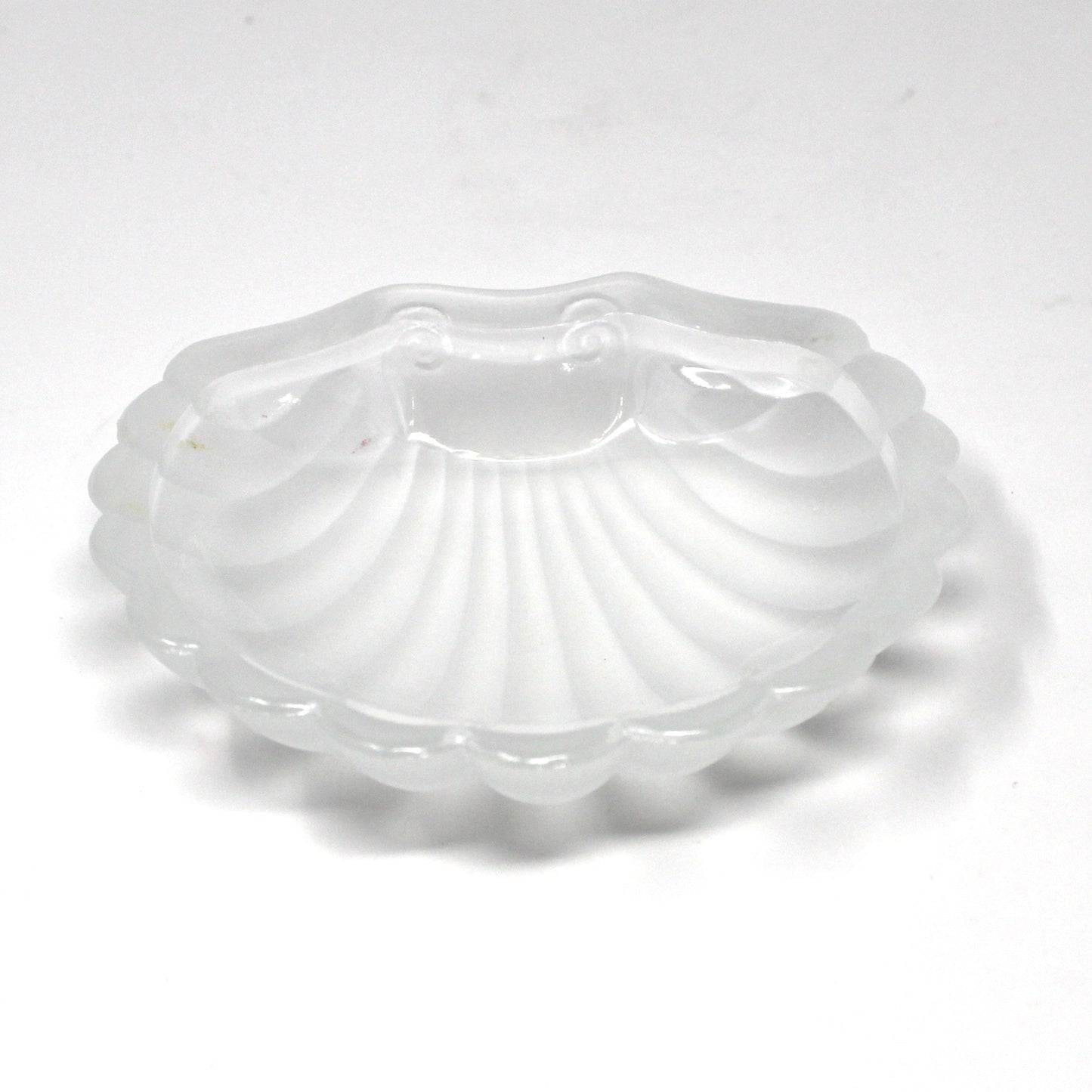 Condiment Dish, Shell Shaped Caviar Serving Dish with Glass Insert, Stainless Steel, Hinged, Vintage