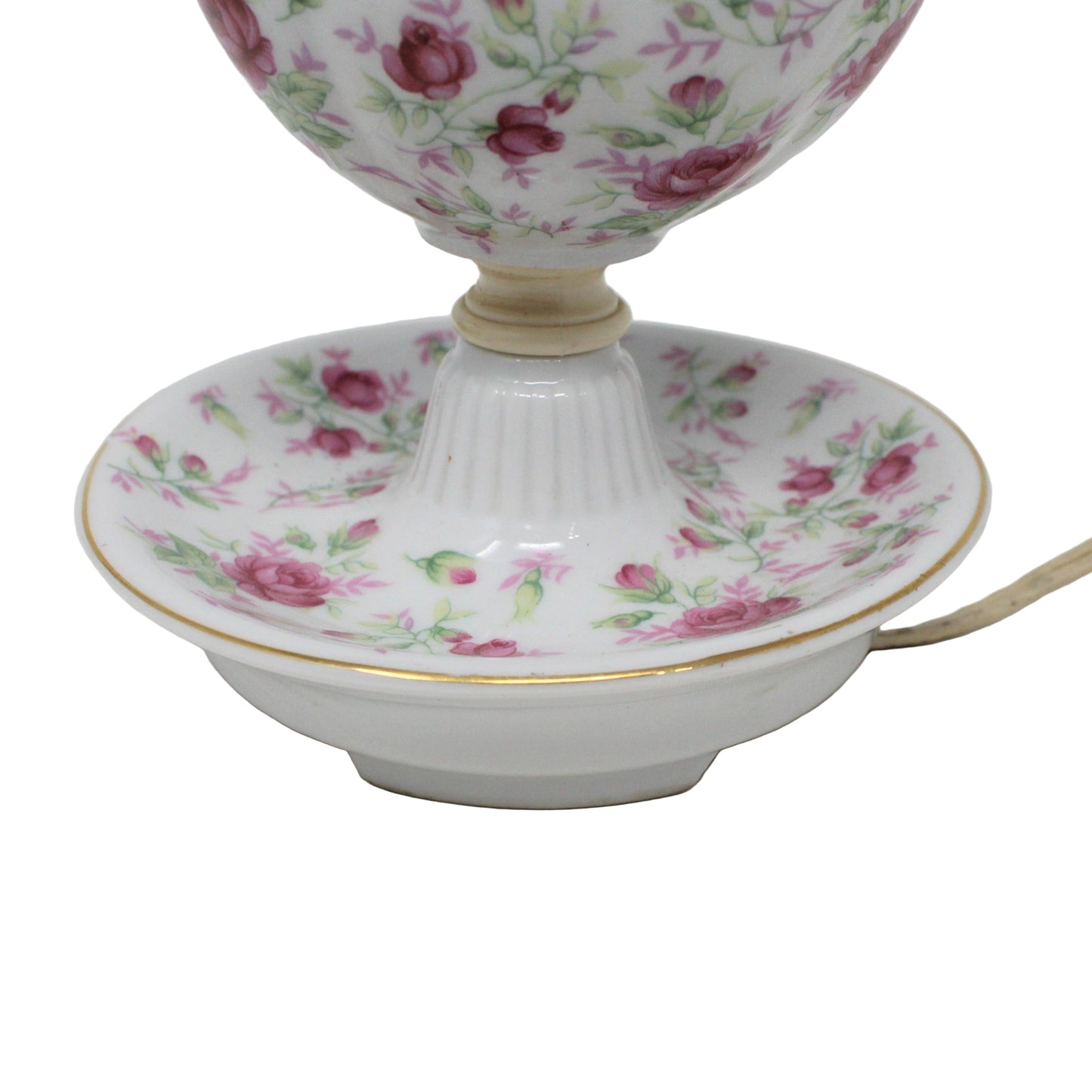 Lamp, Table Lamp, Tiered Porcelain Pink Roses, Vintage