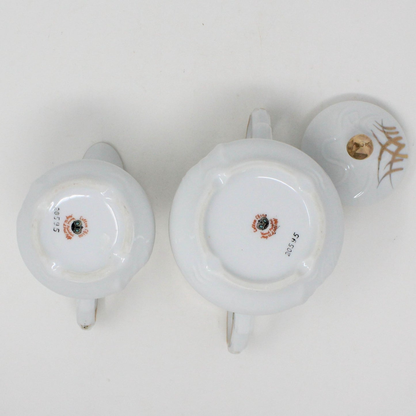 Creamer & Sugar with Lid, Lefton, Wheat 20595, Hand Painted Japan, Vintage